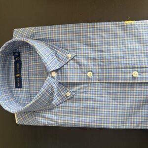 Ralph Lauren Men's Checkered Shirt in Blue and Yellow